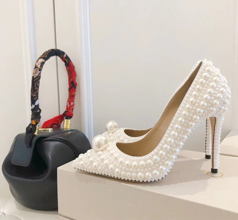 pearly white heels