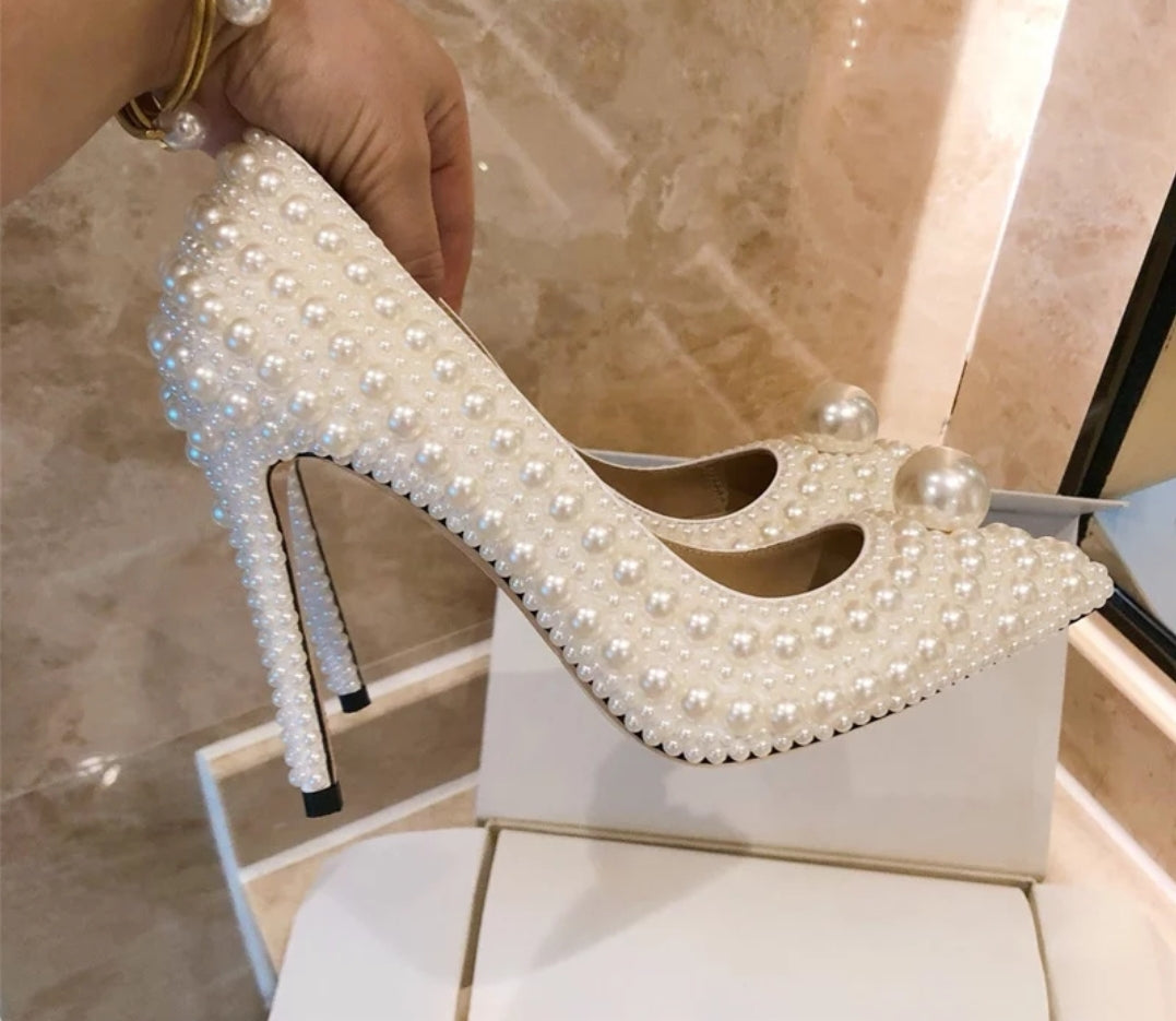 Victoria Wedding Heels with Pearls | Meggan Morimoto